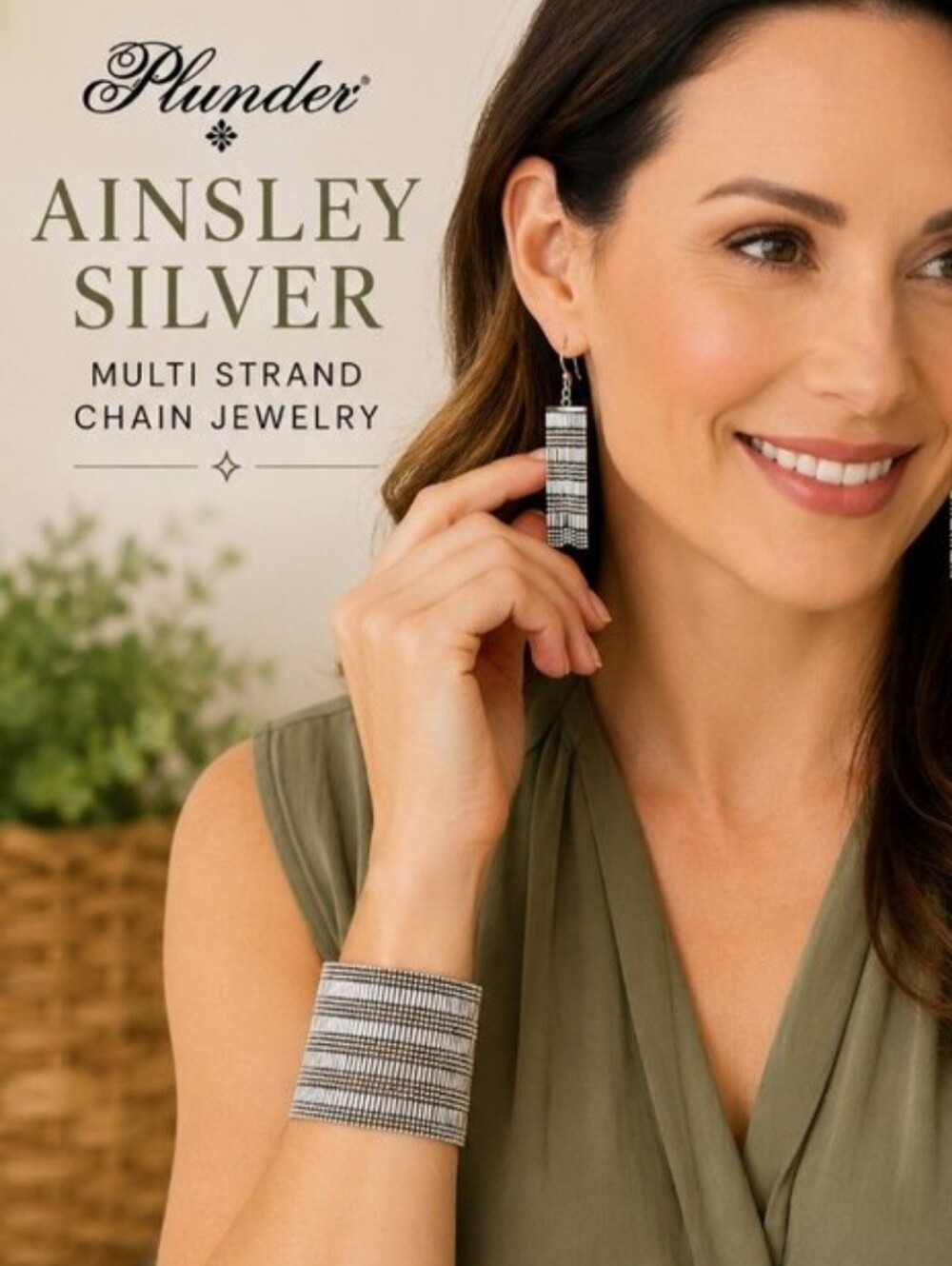 Plunder Ainsley Silver Multi-Strand Chain Bracelet & Fringe Earrings Set NWT